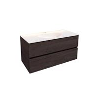 Boss & Wessing Badkamermeubel Solid Surface AQS Stockholm 100x46 cm Midden Wood Dark Brown 