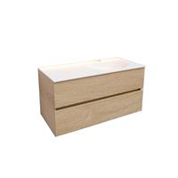 Boss & Wessing Badkamermeubel Solid Surface AQS Stockholm 100x46 cm Rechts Wood Washed Oak 