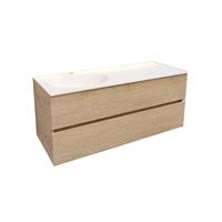 Boss & Wessing Badkamermeubel Solid Surface AQS Stockholm 120x46 cm Links Wood Washed Oak 