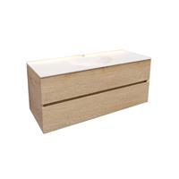 Boss & Wessing Badkamermeubel Solid Surface AQS Stockholm 120x46 cm Midden Wood Washed Oak 