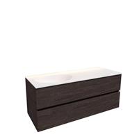 Boss & Wessing Badkamermeubel Solid Surface AQS Stockholm 120x46 cm Links Wood Dark Brown 