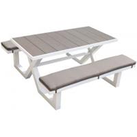 Tuinbankje.nl Picknicktafel aluminium 160cm wit