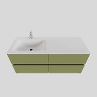 Boss & Wessing Badkamermeubel Solid Surface BWS Oslo 120x46 cm Links Mat Groen 4 Laden (met 1 kraangat)