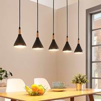 Lindby LED-Pendelleuchte Arina in Schwarz, 5-flammig