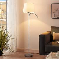 Lampenwelt.com Benjiro - Stoffen vloerlamp met LED leeslamp