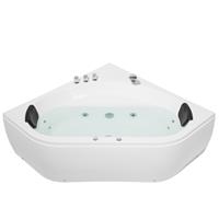 beliani Luxus Whirlpool Eckbadewanne Spa weiß große Doppelwanne mit Massage led Meves - Weiß