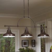 QUOIZEL Hanglamp Emery in industriële stijl brons 3-lamps
