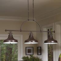 QUOIZEL Hanglamp Emery in industriële stijl brons 3-lamps