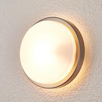 Lampenwelt.com Ronde buitenwandlamp Fero, roestvrij staal