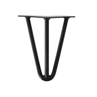 Furniture Legs Europe Zwarte massieve 3-punt hairpin tafelpoot 20 cm