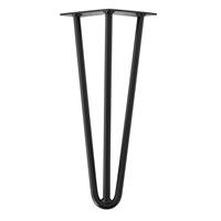 Furniture Legs Europe Zwarte massieve 3-punt hairpin tafelpoot 35 cm