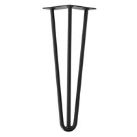 Furniture Legs Europe Zwarte massieve 3-punt hairpin tafelpoot 40 cm