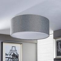 Lindby Silbergraue Stoffdeckenlampe Pitta in Leinenoptik