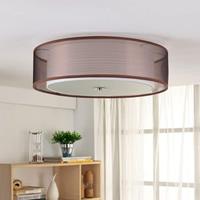 Lindby Braune LED-Stoffdeckenlampe Tobia, easydim