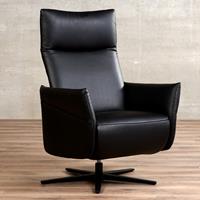 Gijs Meubels Leren relaxfauteuil ease, zwart leer, zwarte stoel