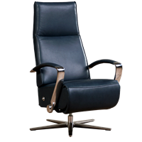 Gijs Meubels Leren relaxfauteuil idol, blauw leer, blauwe stoel