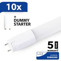 V-tac 10x LED T8 TL buis 60 cm 10 Watt 850lm 6400K 5 jaar garantie Samsung incl. starter