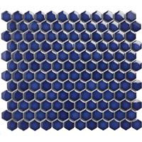 UCI Barcelona mozaiëktegel 2,3x2,6x0,5cm hexagon geglazuurd porselein wand bekleding voor binnen en buiten vorstbestendig glanzend cobalt blauw AFH23700