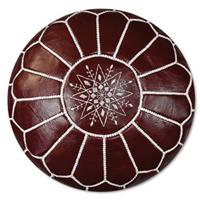 Poufs&Pillows Bordeaux Ronde Leren Poef