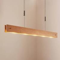 Lucande Houten LED hanglamp Karinja met dimmer, natuur