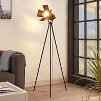 Lampenwelt.com Tripod vloerlamp Devon in zwart