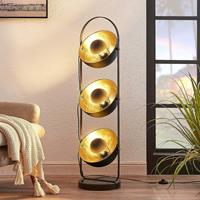Lampenwelt.com Vloerlamp Muriel 3-lamps, zwart/goud