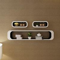 Wandplanken kubus 6 st zwart en wit
