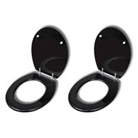 VidaXL Toiletbril met hard-closedeksel 2 st MDF zwart
