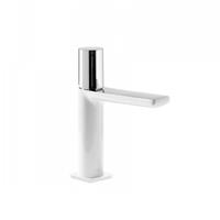 Tres Wastafelmengkraan  Loft Colors 1-Knop Uitloop Recht 11,3 cm met Waterval Rond Wit Chroom