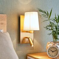 Lampenwelt.com Wandlamp Aiden met LED leeslamp, oud messing