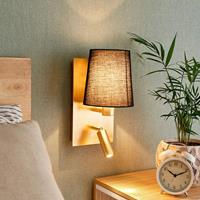 Lampenwelt.com Wandlamp Aiden met LED leeslamp, zwart, goud