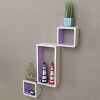 Wandplanken kubus 6 st wit en paars