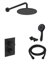 saniclear Nero inbouw regendouche mat zwart met wandarm hoofddouche 20cm en 3 standen handdouche