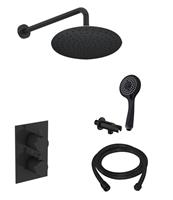 saniclear Nero inbouw regendouche mat zwart met wandarm hoofddouche 30cm en 3 standen handdouche