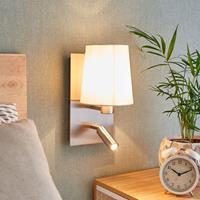 Lampenwelt.com Wandlamp Aiden met LED leeslamp, wit, nikkel