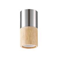 home sweet home combi fitting rond E27 - mat staal / hout