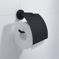 Ozean Eternal Toiletrolhouder - met klep - rond - mat zwart SW209324