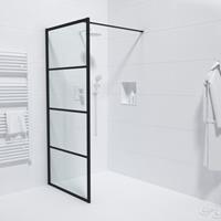 Saniclass Bellini Inloopdouche - 90x200cm - lines frame buitenzijde - antikalk - mat zwart Lines -90
