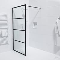 Saniclass Bellini Inloopdouche - 100x200cm - lines frame buitenzijde - antikalk - mat zwart Lines -100