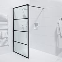 Saniclass Bellini Inloopdouche - 110x200cm - lines frame buitenzijde - antikalk - mat zwart Lines -110