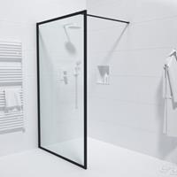 Saniclass Bellini inloopdouche 120x200cm veiligheidsglas mat zwarte lijst rondom met anti kalk Mirrors-120