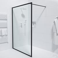 Saniclass Bellini Inloopdouche - 140x200cm - veiligheidsglas - mat zwarte lijst rondom - anti kalk Mirrors-140