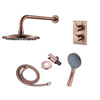 saniclear Copper inbouw regendouche met wandarm 30cm hoofddouche en 3 standen handdouche