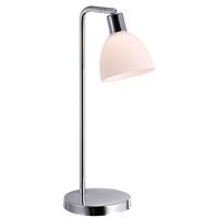 Kleine tafellamp opaalglazen kap & chrome met schakelaar en E14 fitting 'Nordlux Ray'