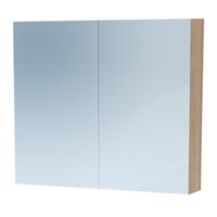 Saniclass Dual spiegelkast 80x70x15 indirecte LED verlichting 2 deuren legno calore 7764