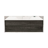 Boss & Wessing Badkamermeubel BWS Madrid Washed Oak 100x45x30 cm Mat Witte Solid Surface Wastafel (1 kraangat)
