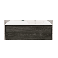 Boss & Wessing Badkamermeubel BWS Madrid Washed Oak 100x45x30 cm Mat Witte Solid Surface Wastafel Rechts (1 kraangat)