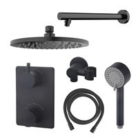 Mueller Black inbouw doucheset rond met 20cm hoofddouche wandarm 3 standen handdouche mat zwart