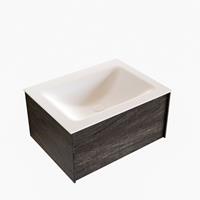 Boss & Wessing Badkamermeubel BWS Madrid Dark Brown 60x45x30 cm Mat Witte Solid Surface Wastafel (1 kraangat)