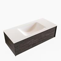 Boss & Wessing Badkamermeubel BWS Madrid Dark Brown 100x45x30 cm Mat Witte Solid Surface Wastafel (0 kraangaten)